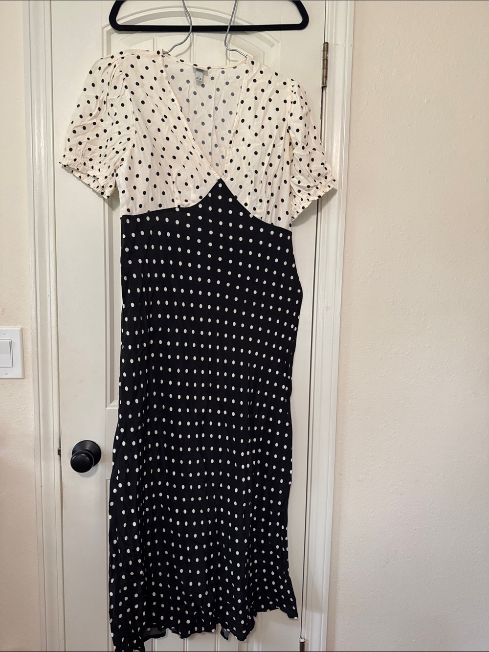 Polka Dot Midi Dress in Black and White
